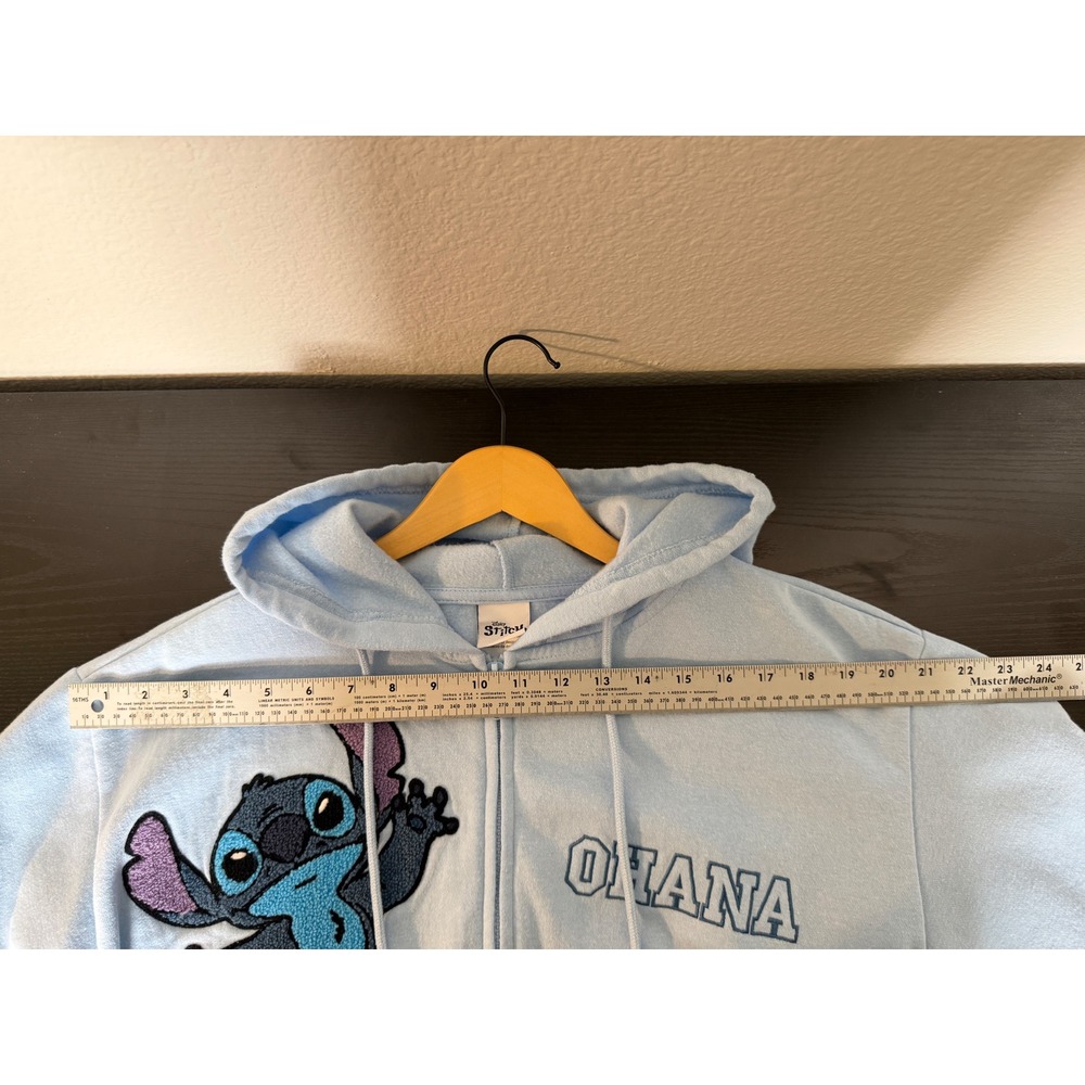 Disney Stitch O'Hana Zip Hoodie Light Blue Chenille Patch Size Large - Picture 12 of 17